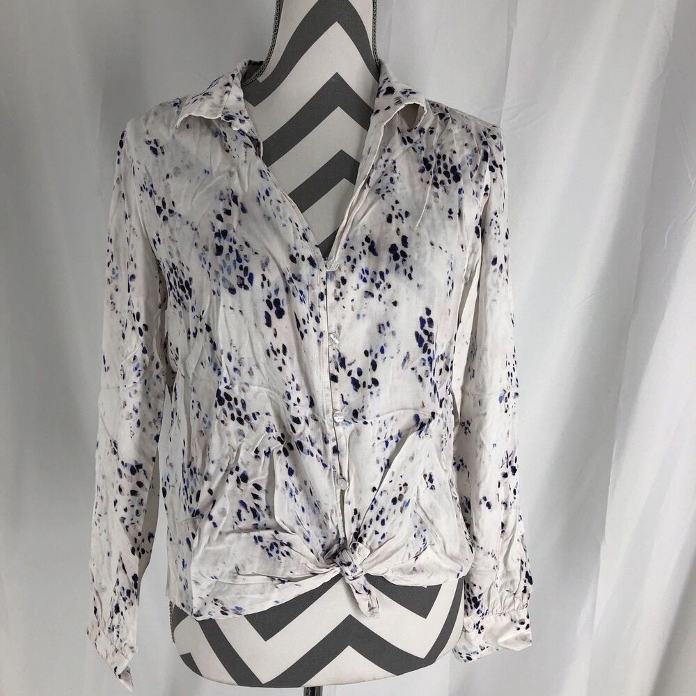 Taylor Grace Floral Button Down Knot Front Shirt Long Sleeve Small